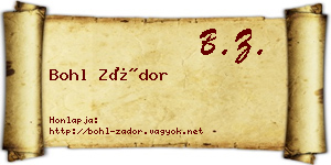 Bohl Zádor névjegykártya
